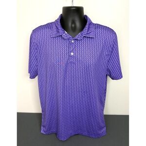 Three Stars Golf Men's Medium Performance Polo Purple Abstract The Golf Sport